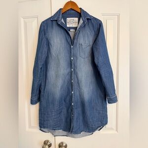 FRANK & EILEEN Mary Denim Shirt Dress Distressed Vintage Famous Denim Size Small